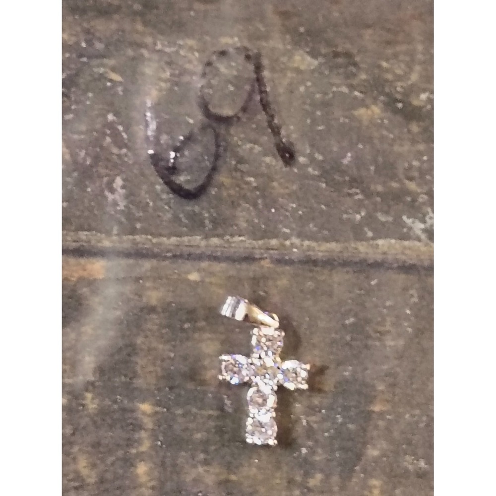 Fas 925 Sterling Silver Cubic Zirconia CZ Cross Charm Pendant Tapered bail